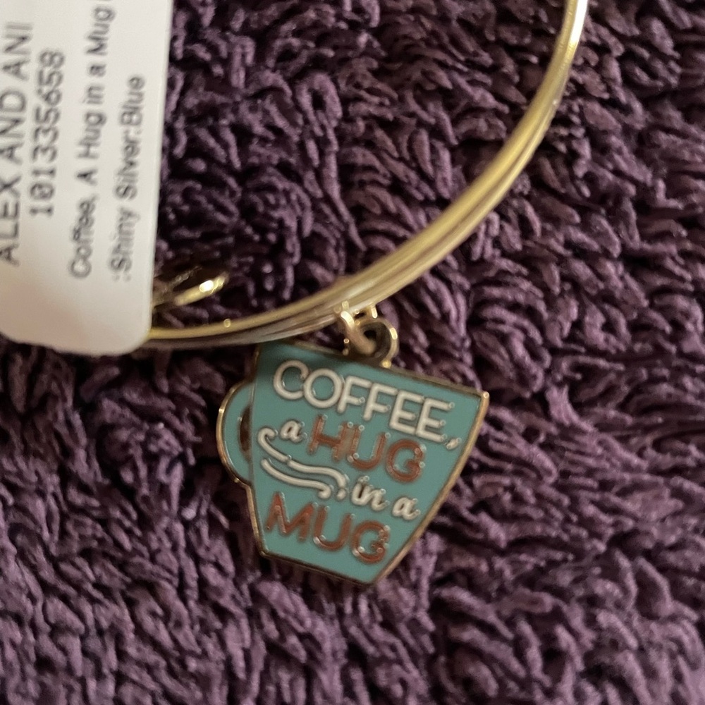 NWT Alex and Ani Gold Bracelet A Hug In A Mug' Coffee Charm Bangle